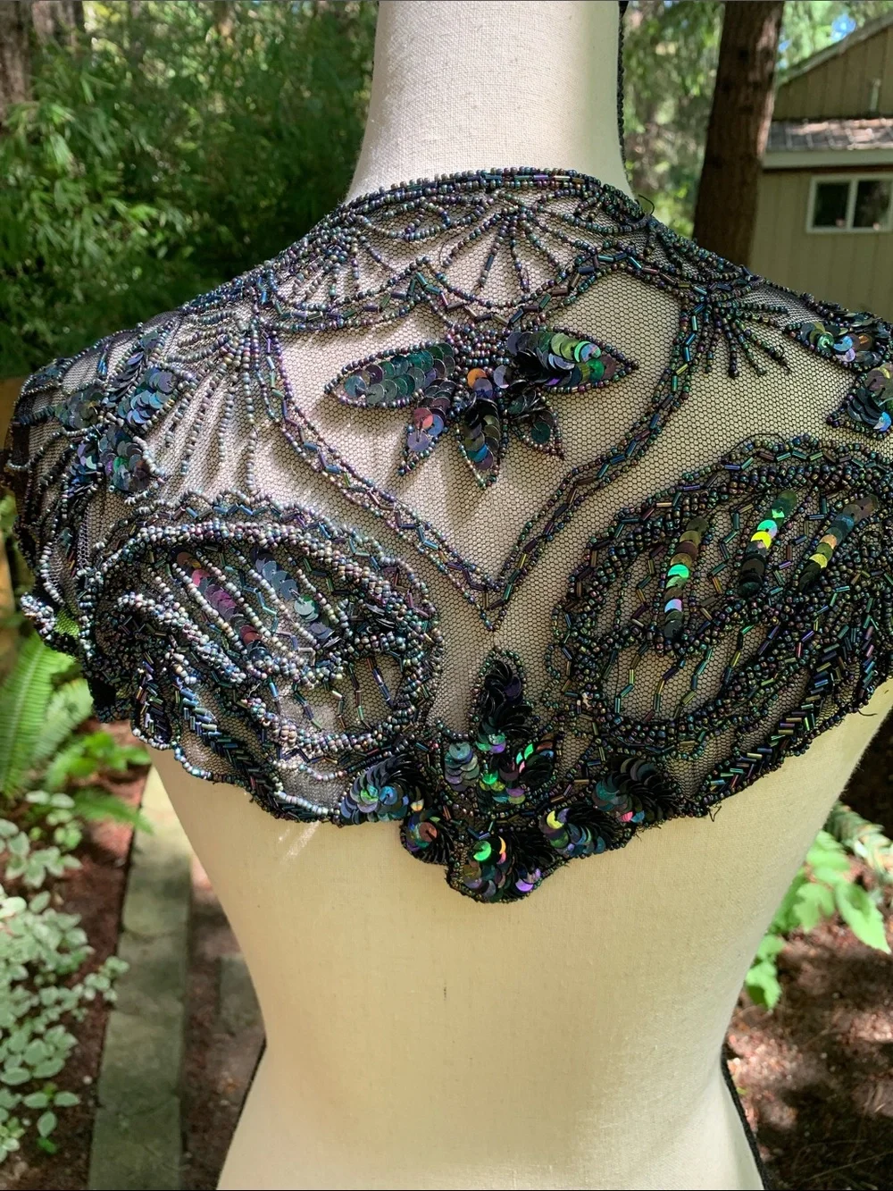 Beaded Black Sequin Evening Collar - Women's Accessory